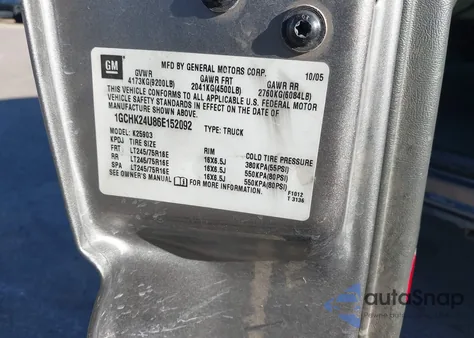 2006 Chevrolet Silverado 2500Hd Lt1 z USA, uszkodzony, nr VIN 1GCHK24U86E152092